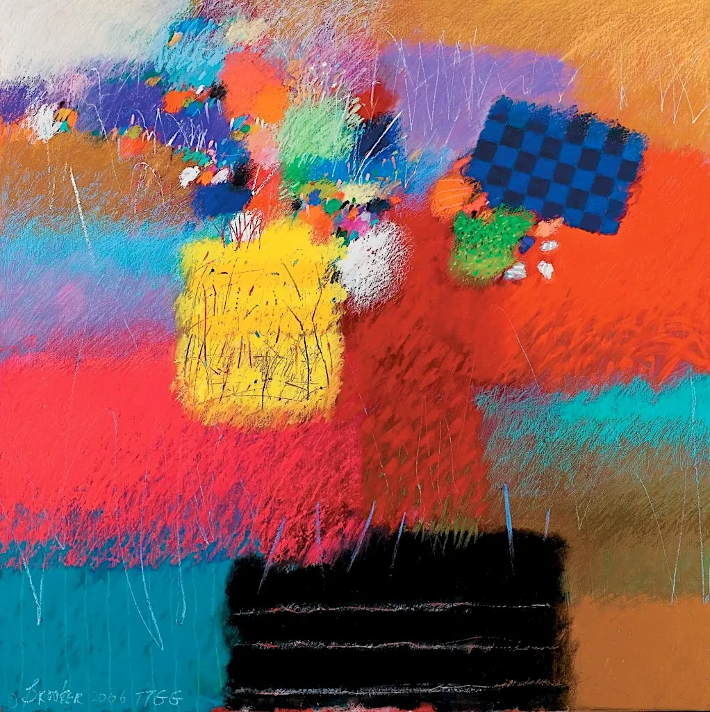 Moe Brooker, "Ancient Futures," mixed media on wood panel 2006; June Kelly Gallery, NY
