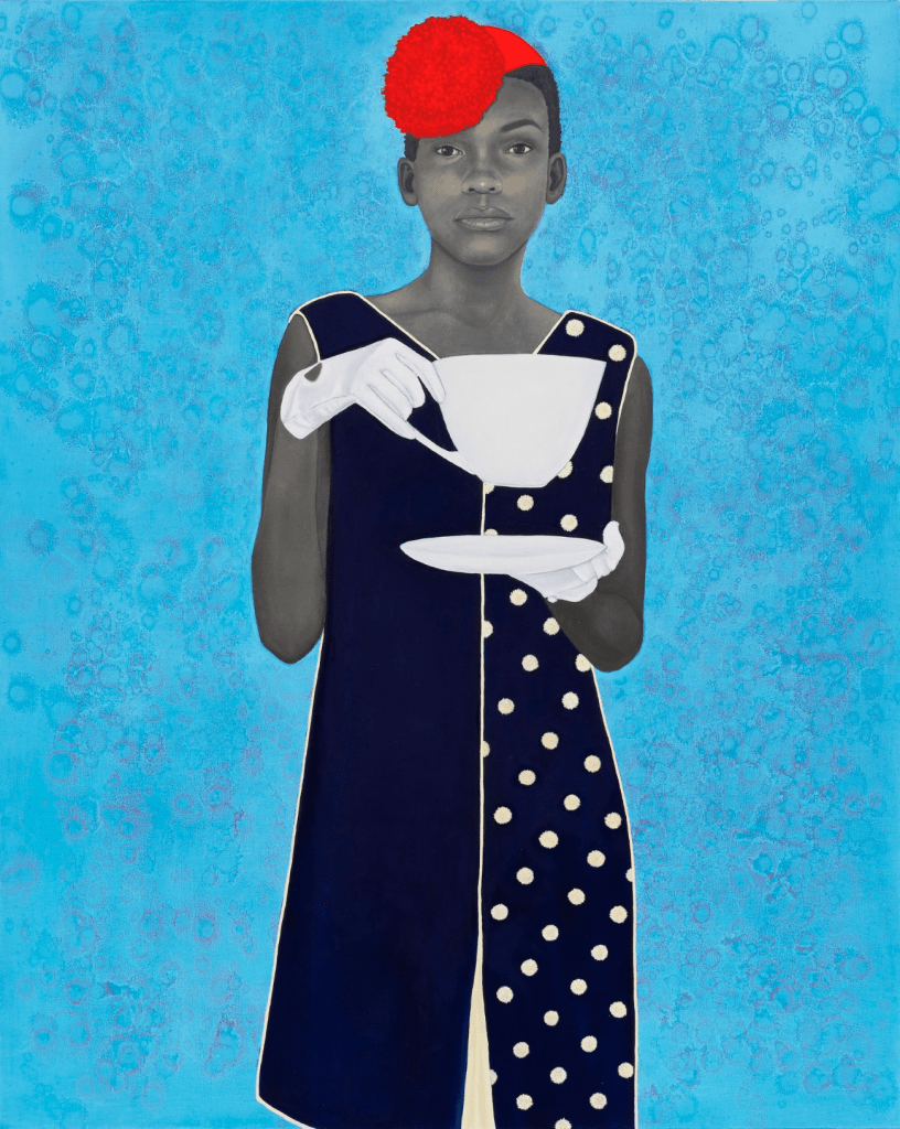 Amy Sherald, Miss Everything (Unsuppressed Deliverance), 2014. Oil on canvas, 54 × 43 × 2.5 in. (137.16 × 109.22 × 6.35 cm).
