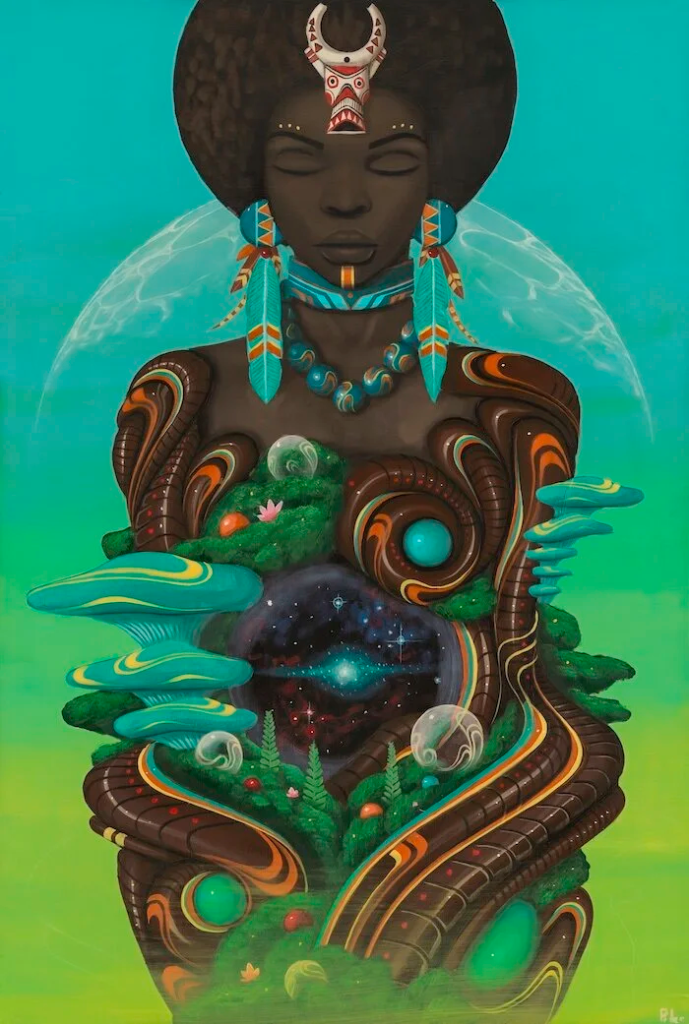 Paul Lewin, Sacred Web, 2021, Acrylic on wood, 24” x 36” 