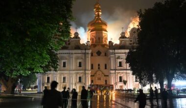 Centuries-old Ukrainian monastery ablaze after major Russian attack