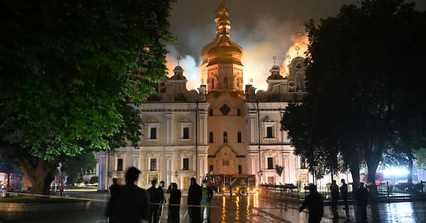 Centuries-old Ukrainian monastery ablaze after major Russian attack