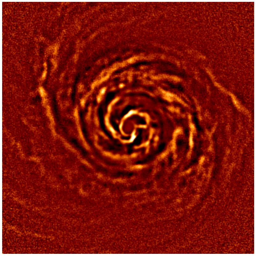 Astronomers studying the protoplanetary disk around AB  Aurigae directly measured its motion for the first time using the European Southern Observatory's SPHERE instrument. Courtesy ESO.