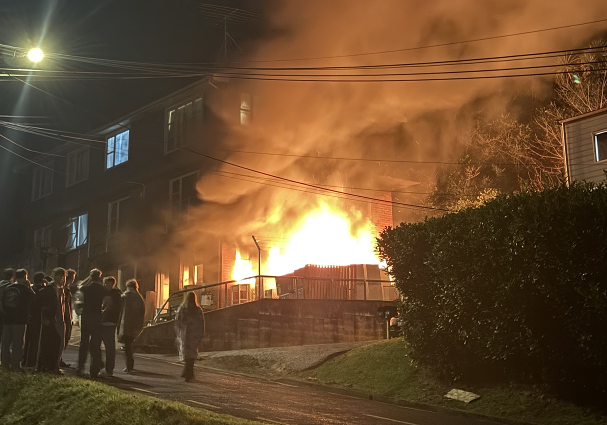 Crews responded to the blaze about 8pm on Saturday. Photo: Jonothan McCabe