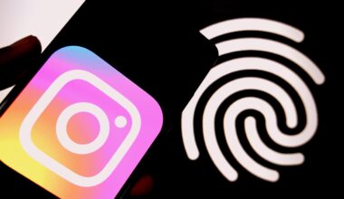 In this photo illustration, an Instagram logo is seen displayed on a smartphone with a Passkey Finger scanner.