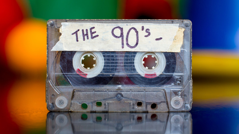 A 1990s mixtape against a colorful background