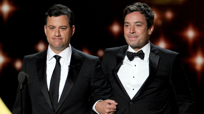 Jimmy Kimmel and Jimmy Fallon standing onstage during the 63rd Annual Primetime Emmy Awards (2011)