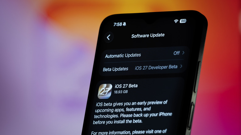 iPhone showing iOS 27 Beta download