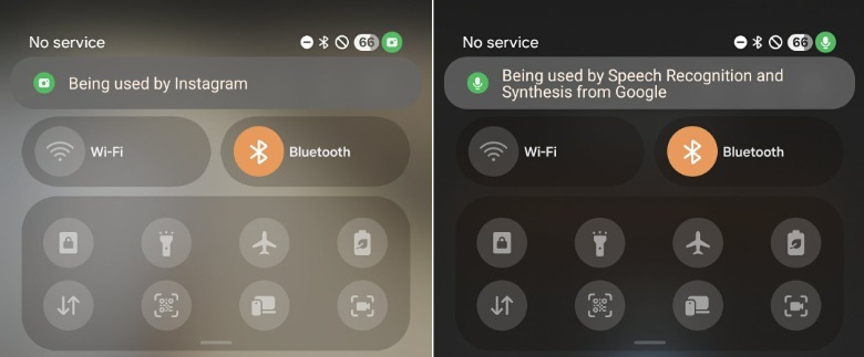 Screenshots of Samsung's notification tab