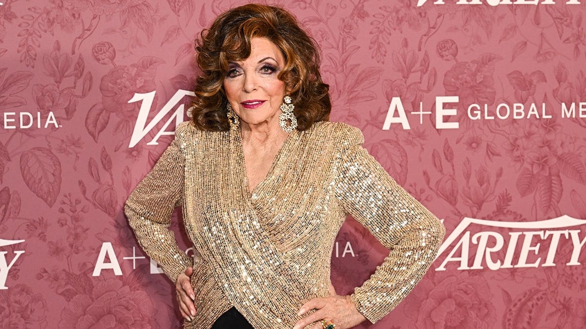 Joan Collins standing at Variety 2026 Power of Women event in London