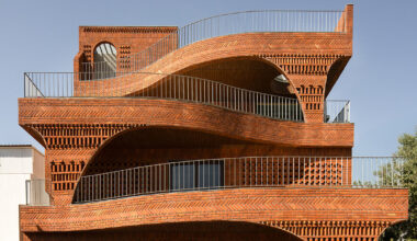 brick chambers and passages shape this 'anthill' house in india