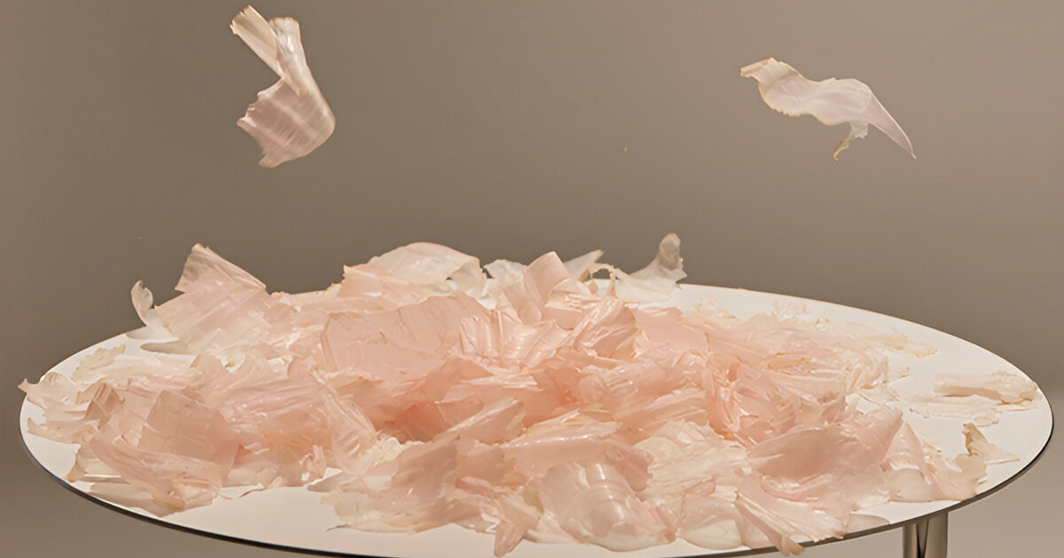 floating shaved bonito flakes shape a kinetic display system