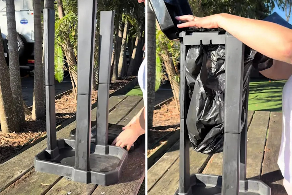 Kelly, from Brisbane, bought the bin in August and demonstrated how easy it is to assemble.