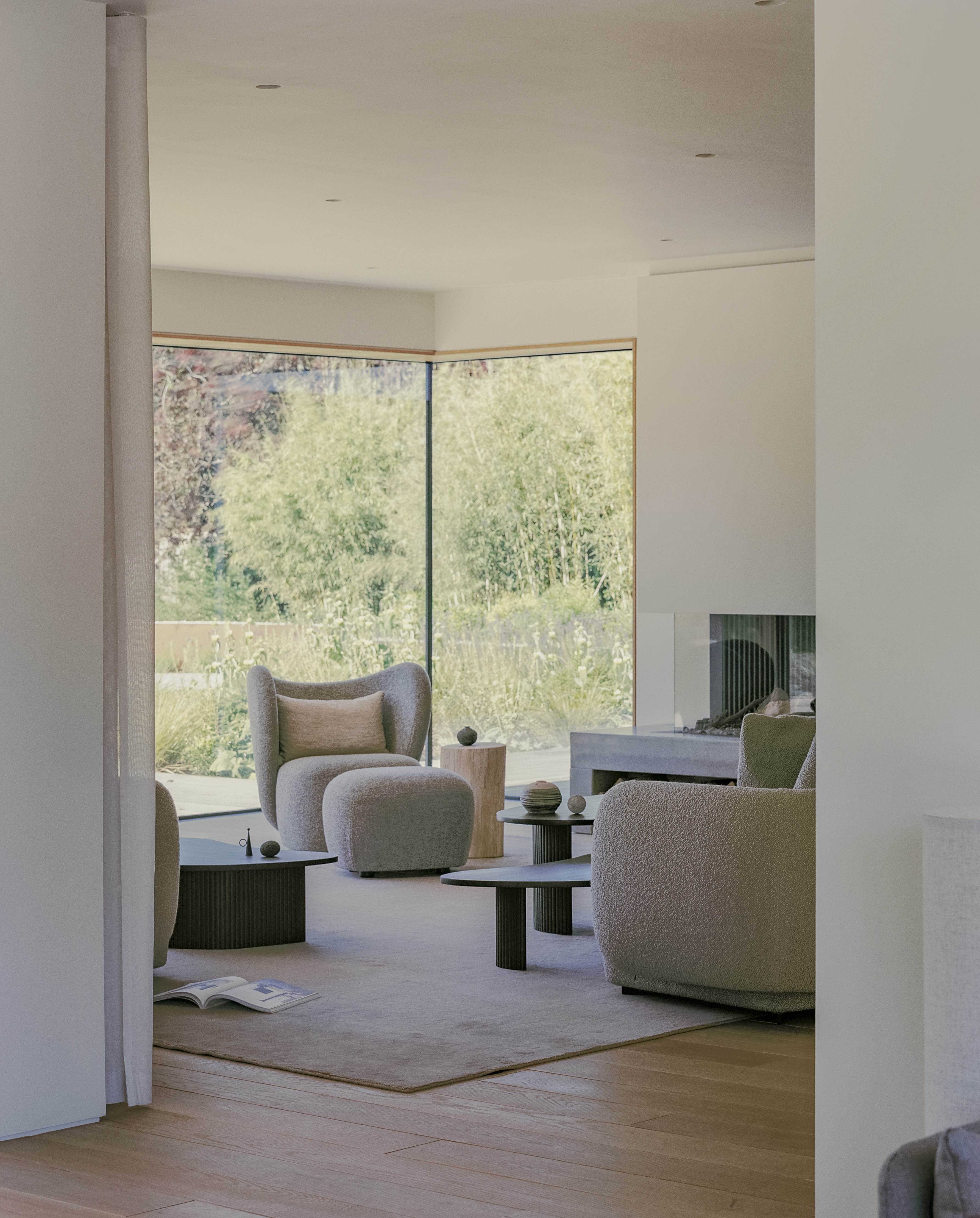A contemporary Scandi-inspired living room with sculptural furniture