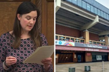 Maya Ellis speaking in Parliament about the Guild Hall's future