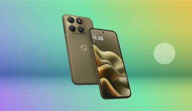 Motorola Edge on color background.