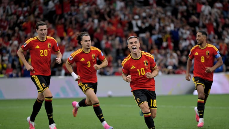 Leandro Trossard of Belgium celebrates his goal against the All Whites.