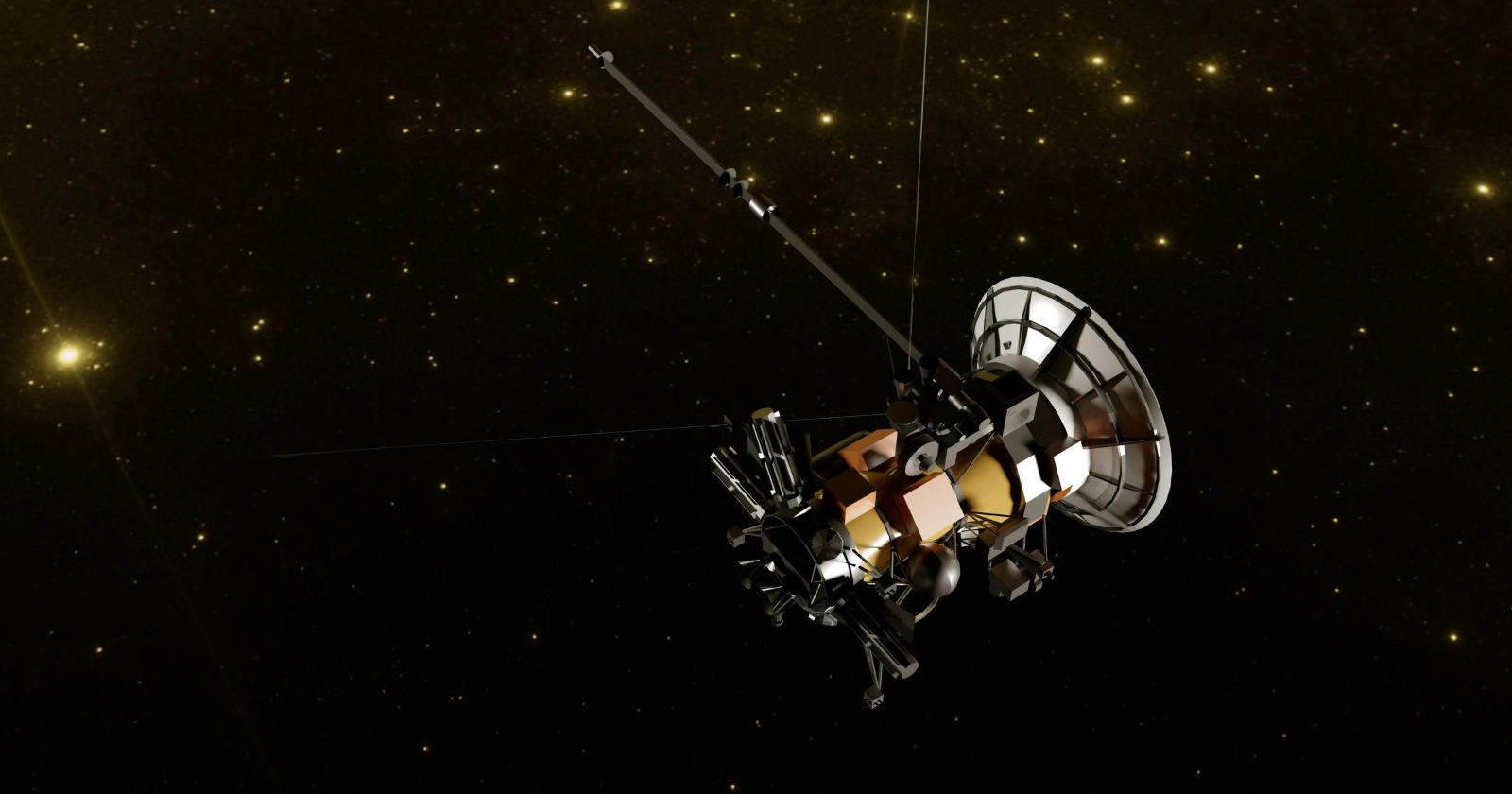 Bolted to Pioneer 10 is a plaque showing two humans and a cosmic map back to Earth, while the spacecraft itself is now a silent ghost ship drifting toward Aldebaran, a star it will not pass for another two million years.