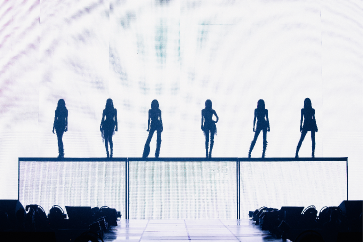 Babymonster enters the stage during “Choom,” held at Jamsil Indoor Stadium in Songpa-gu, southern Seoul, Sunday. (YG Entertainment)