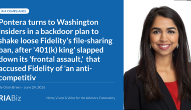 Pontera turns to Washington insiders in a backdoor plan to shake loose Fidelity's file-sharing ban, after '401(k) king' slapped down its 'frontal assault,' that accused Fidelity of 'an anti-competitive power grab'