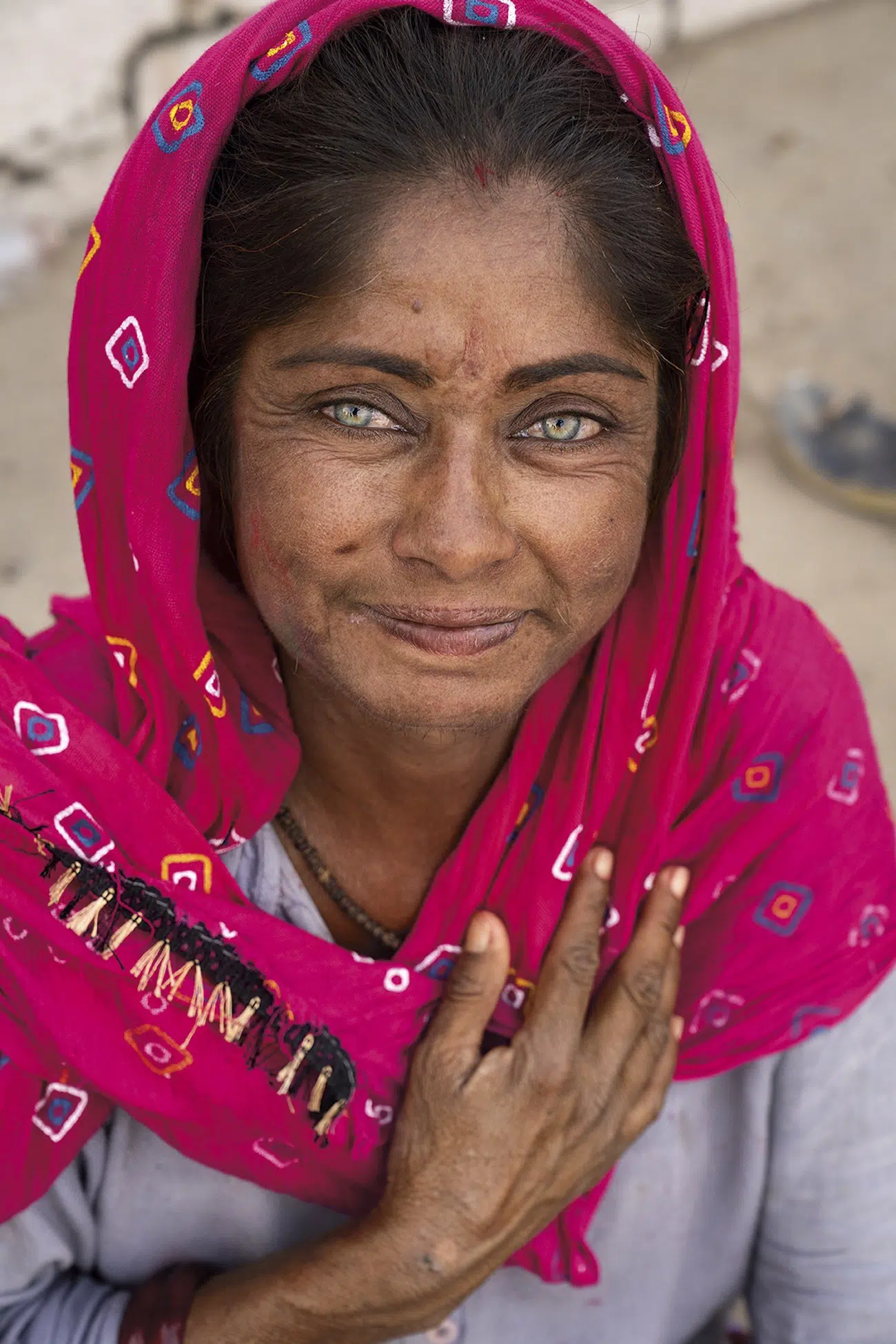 Woman staring at camera