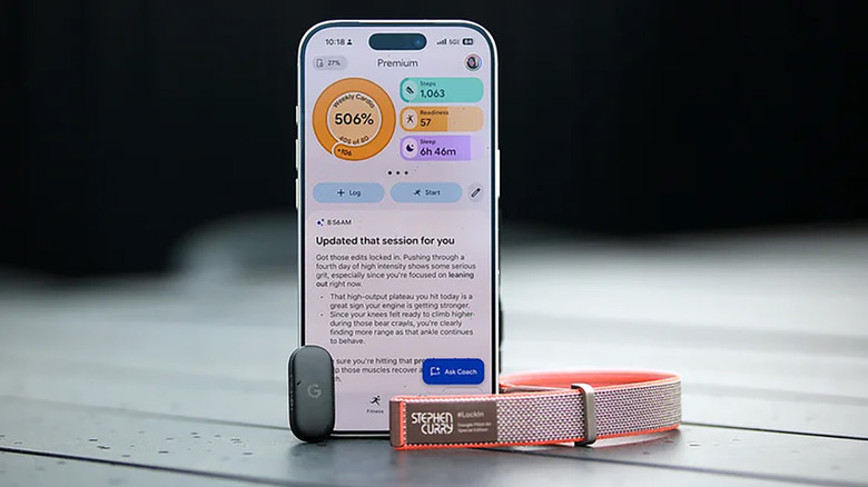 The Fitbit Air, its band, and a phone with its companion app.