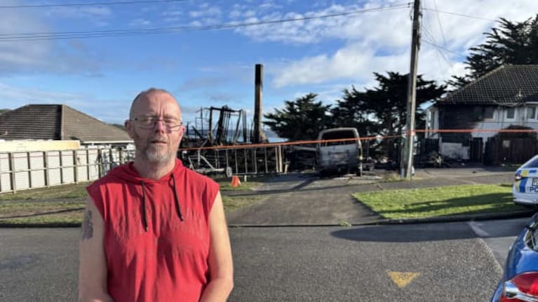 Paul Longworth near the aftermath of the fire