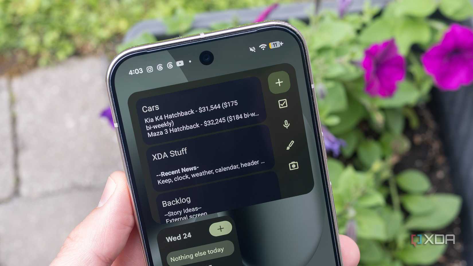 The Google Keep widget on the Pixel 10 Pro 