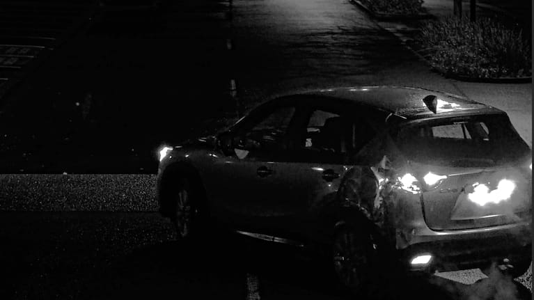 Police were seeking this vehicle, a stolen grey/silver-coloured Mazda CX-5.