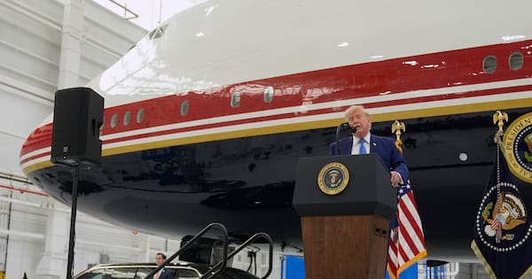 Trump unveils the new Air Force One, a converted Qatari jet