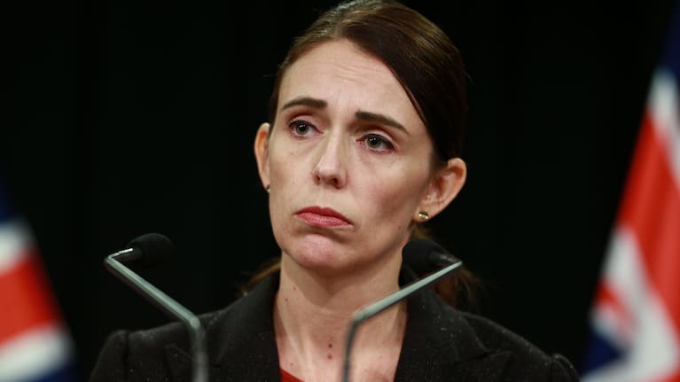 Prime Minister Jacinda Ardern speaks to media at Parliament on March 15, 2019, hours after the Christchurch Mosque shootings. 