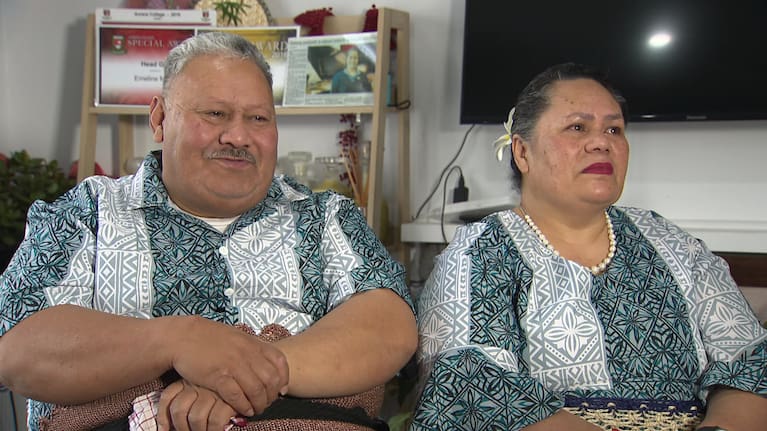 Puipui (left) and his wife Amelia will never miss an opportunity to speak of their pride in their family.