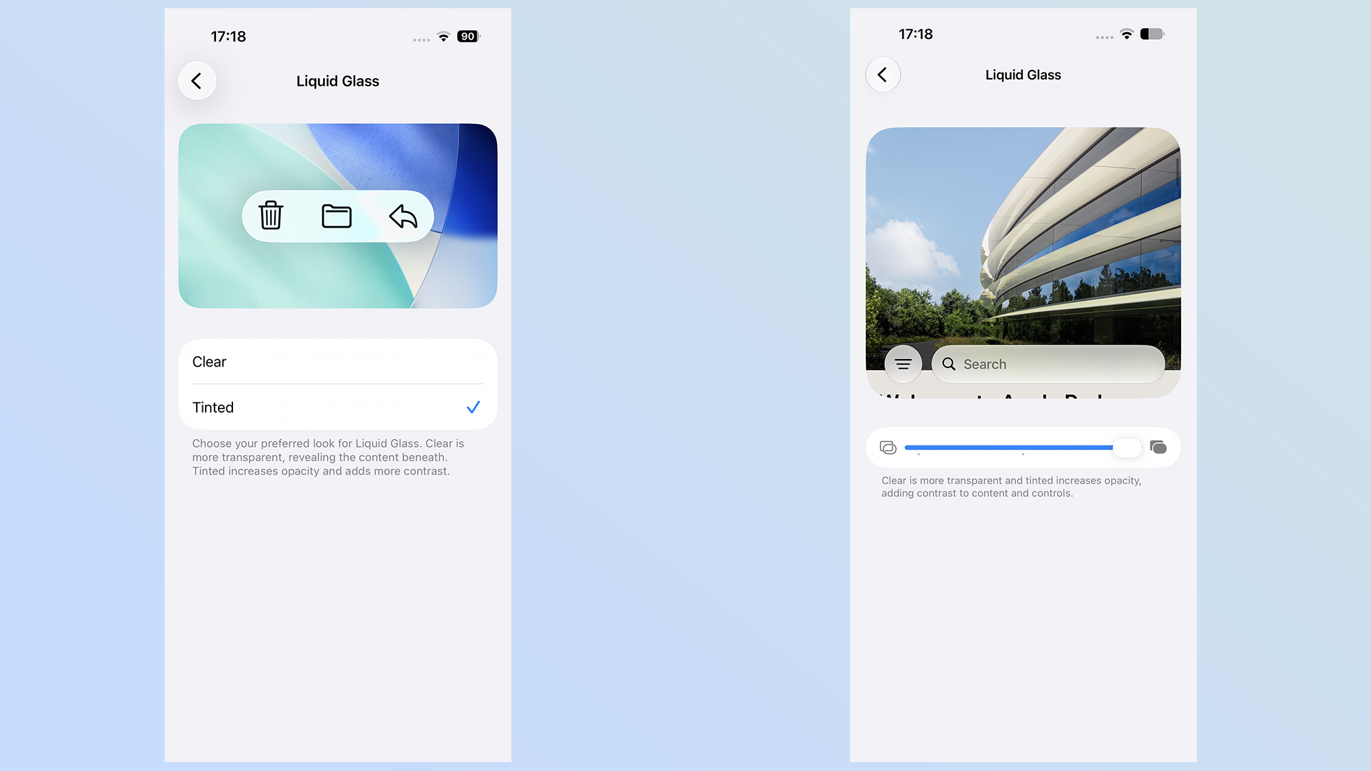 liquid glass comparison ios 27 vs ios 26