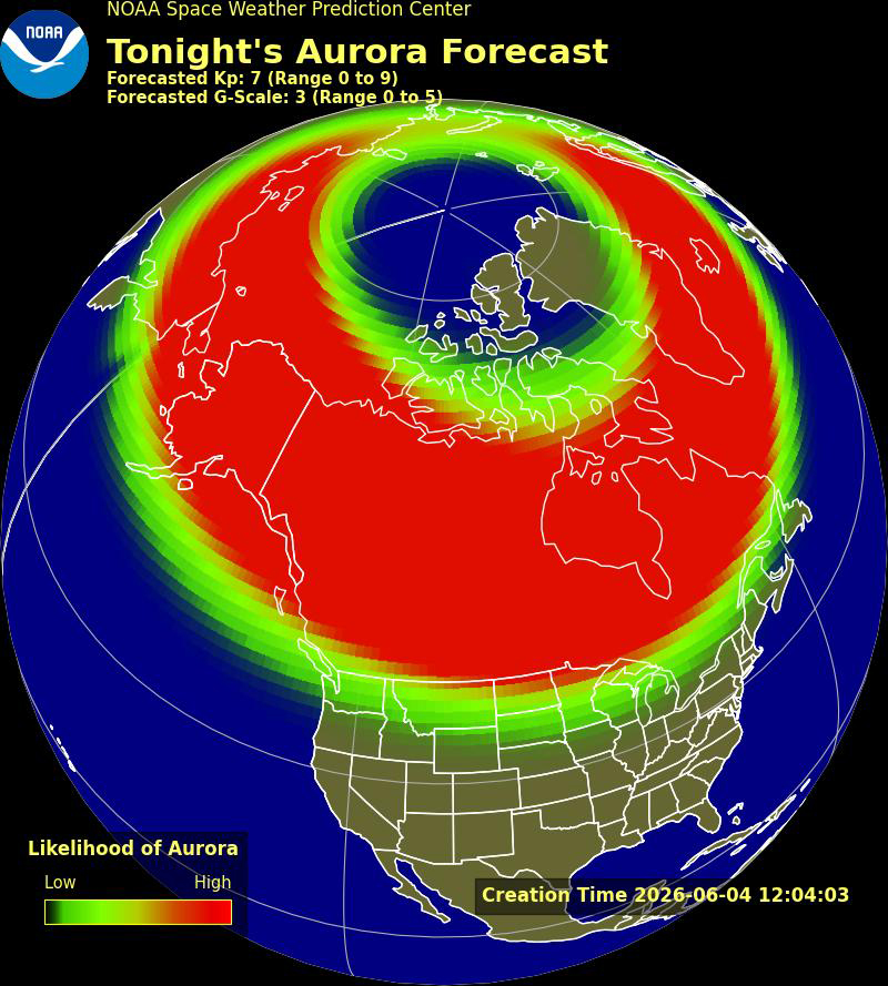 The NOAA aurora forecast for June 4-5
