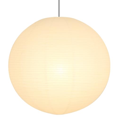 White Round Paper Lantern Lampshade, 24"x24' Large Paper Lanterns Pendant Light Shade, Chinese Foldable Design for Living Room, Bedroom, Ceiling Lampshade Party Decor