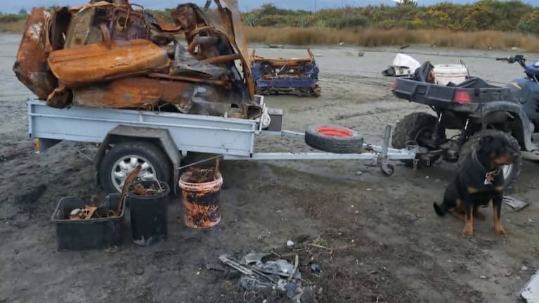 Rubbish that Danny Hakaraia has been collecting near a Westport beach. Source: Danny Hakaraia