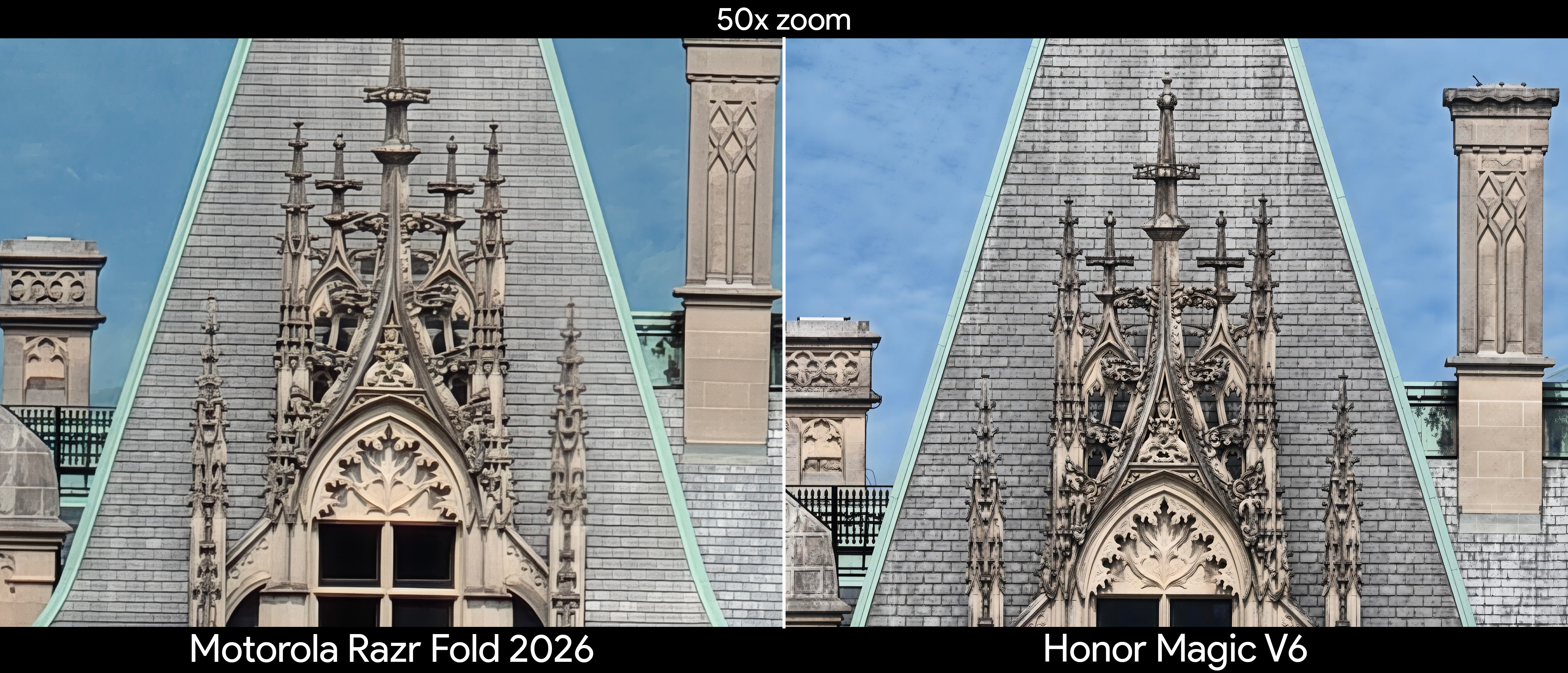 Comparing telephoto camera quality between the Motorola Razr Fold 2026 and Honor Magic V6