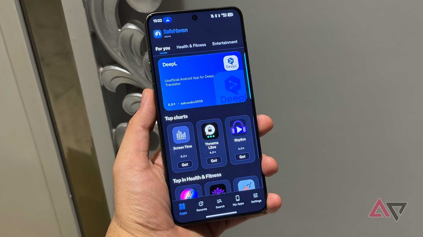 The main home screen of the SafeHaven app
