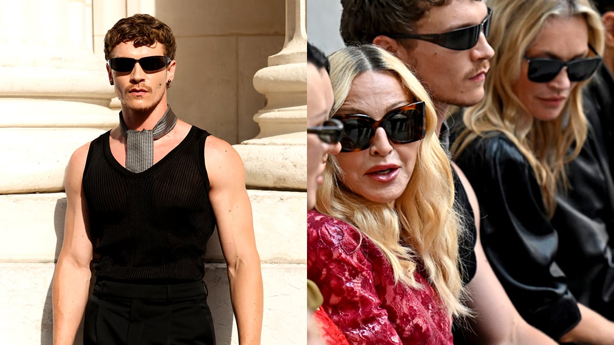 Connor Storrie Sits Between Icons Madonna & Kate Moss at Saint Laurent's Paris Show - Just Jared - Celebrity News and Gossip