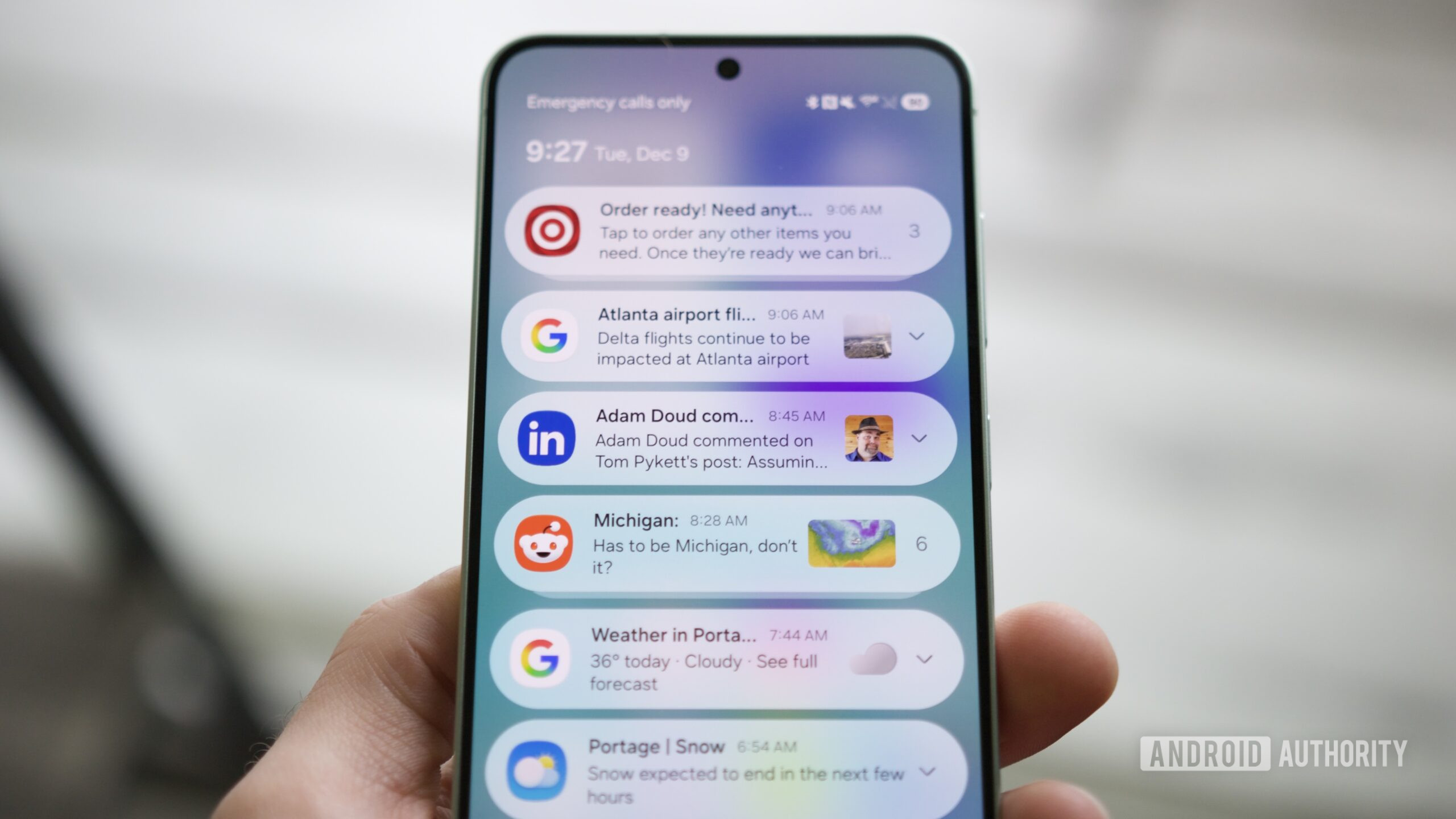 Notifications on a Samsung phone.