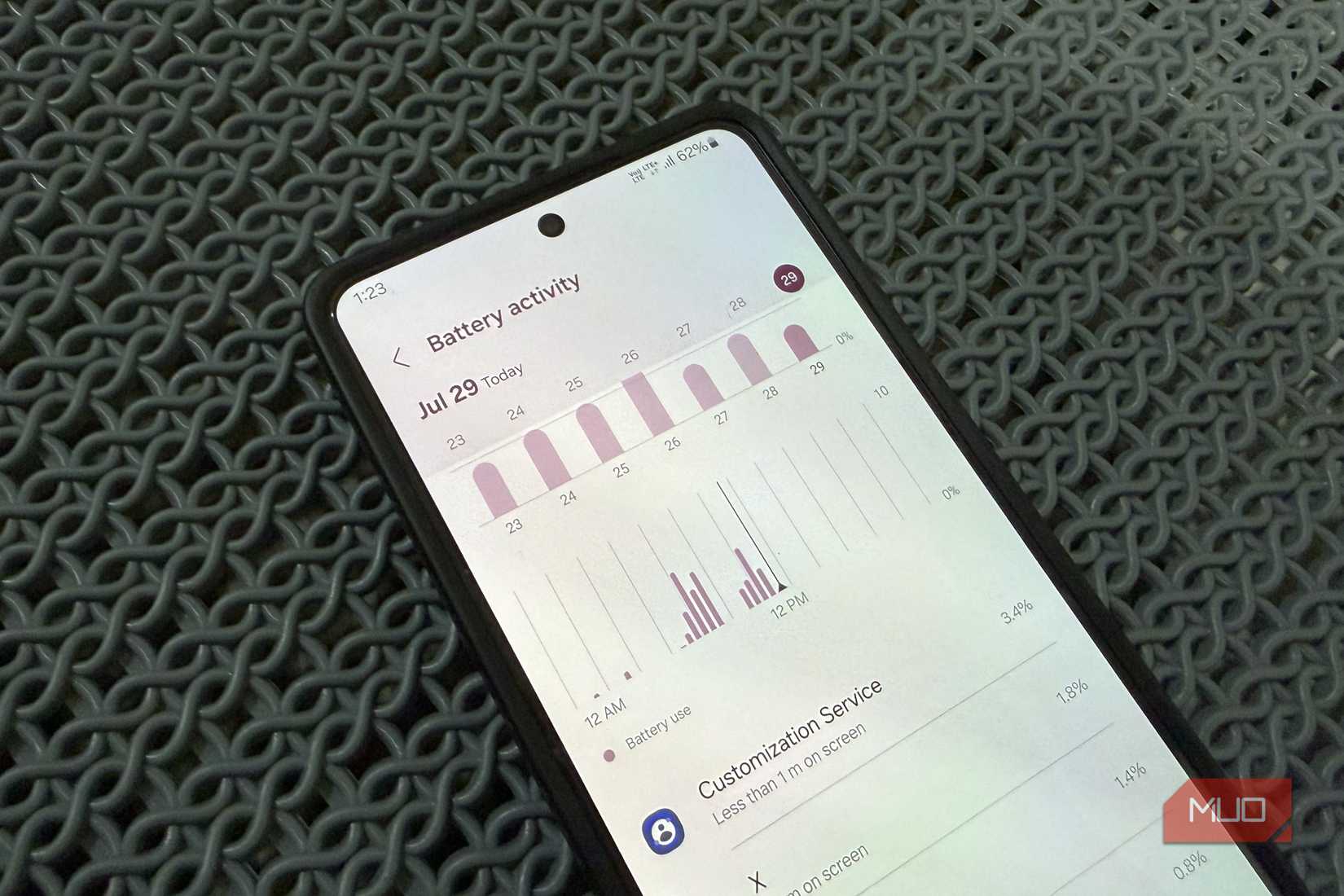 Samsung phone battery usage menu