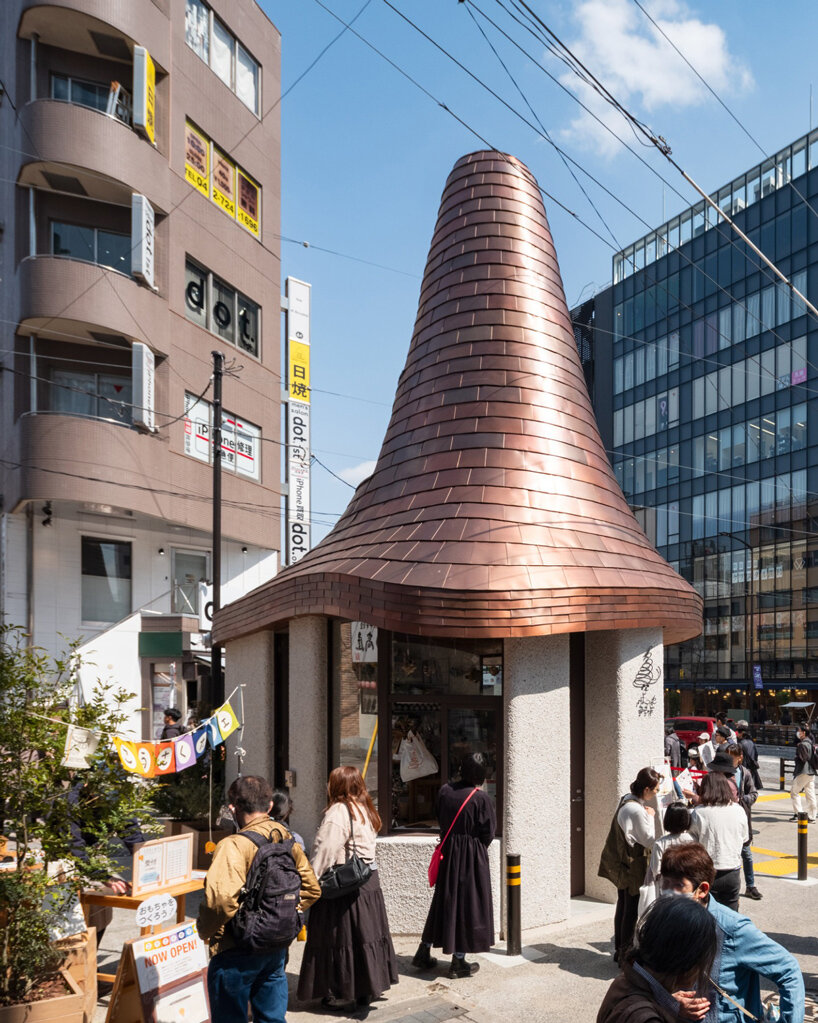 sculptural copper canopy tops micro-landmark community hub in tokyo by nikken sekkei - 5