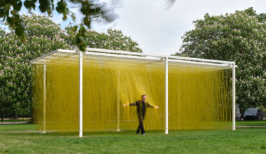 jesús rafael soto suspends 4,000 yellow strands for serpentine