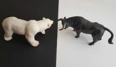 Animal figurines representing competition or conflict in a financial context.