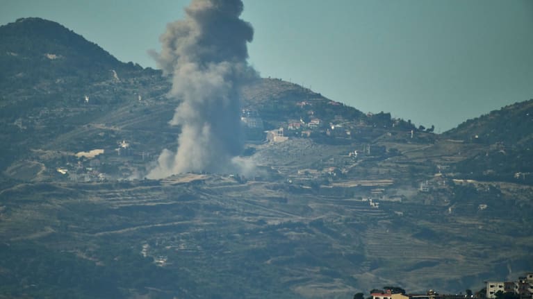 Smoke rises to the sky following an Israeli military strike in southern Lebanon as seen from northern Israel, Friday, June 19, 2026.