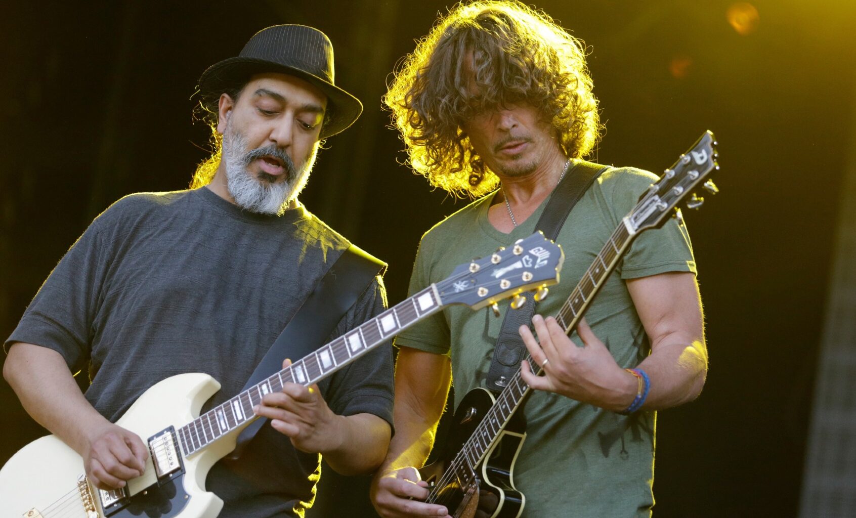 Soundgarden guitarist Kim Thayil and singer Chris Cornell (Paul Rovere/Getty Images)