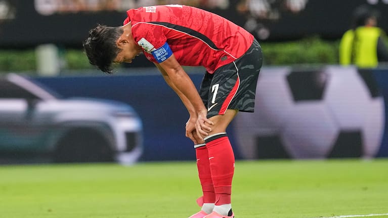 South Korea's Son Heung-min reacts during the World Cup Group A soccer match against Czechia in Zapopan, near Guadalajara, Mexico.
