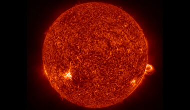 Image of the Sun with solar flares.