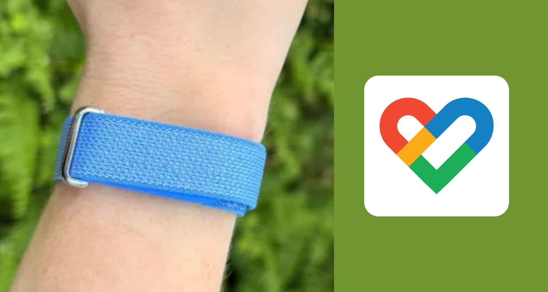 Grace Walsh wearing Fitbit Air next to Google Health app
