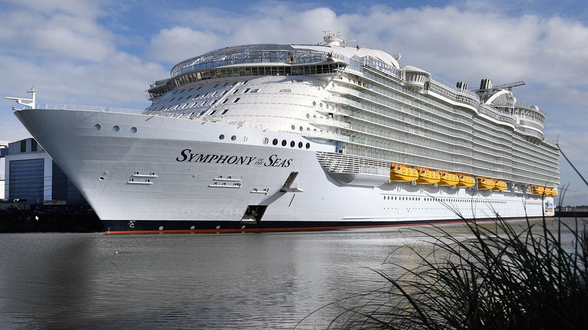 Symphony of the Seas cruise ship docked at port in Saint-Nazaire France