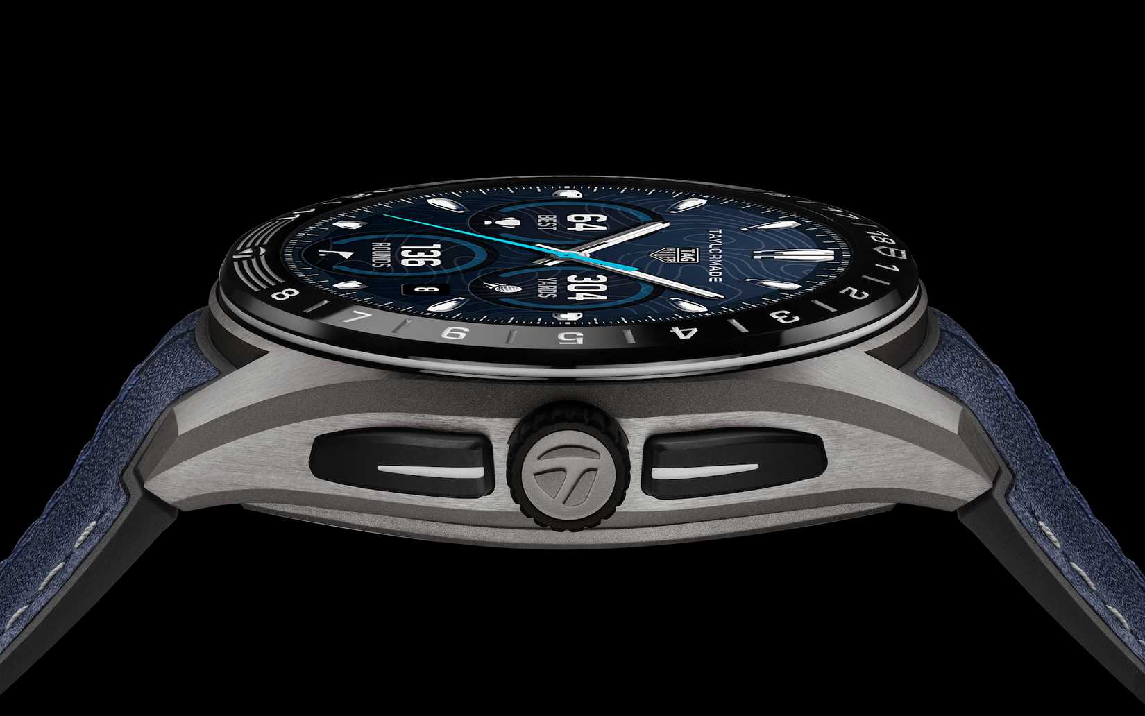 A promotional image of the Tag Heuer Connected Calibre E5 x TaylorMade Edition